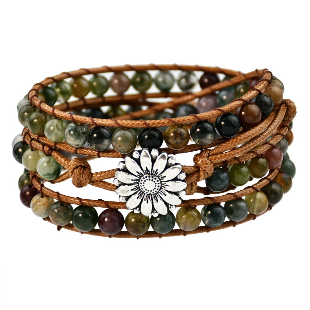 Pulseira Tripla Tibetana Ágata Indiana