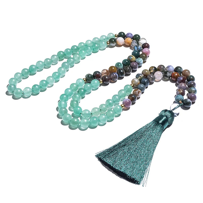 Japamala de 108 Contas Indiana Verde Aventurina