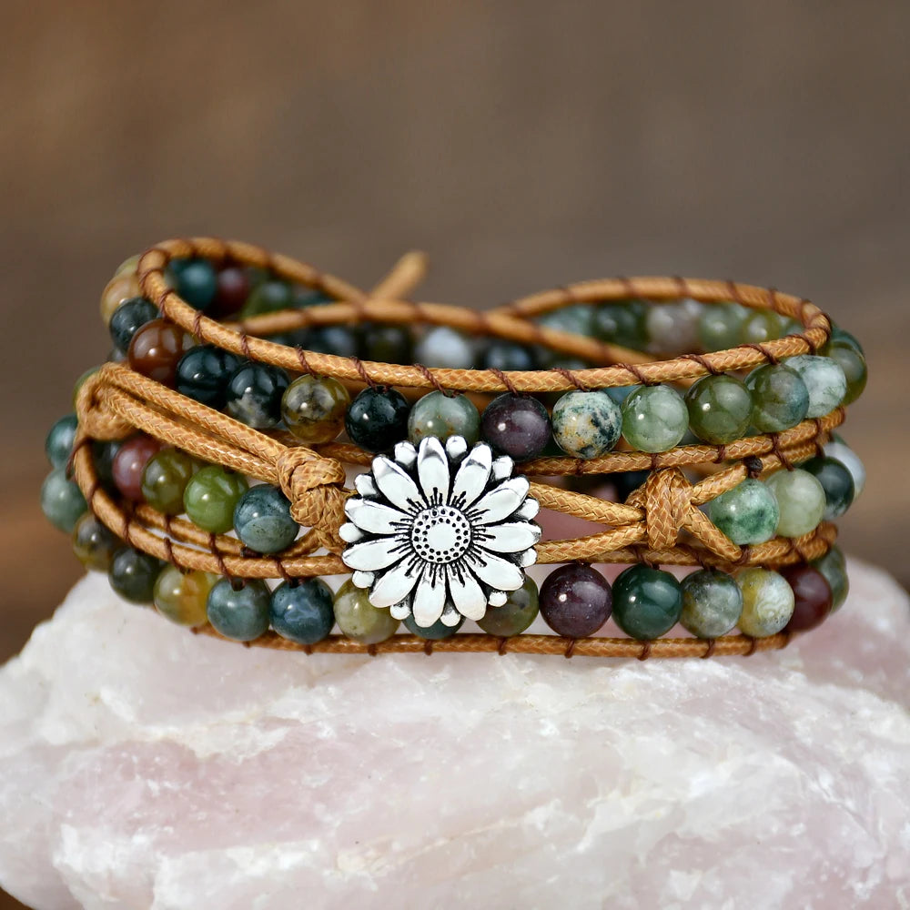 Pulseira Tripla Tibetana Ágata Indiana