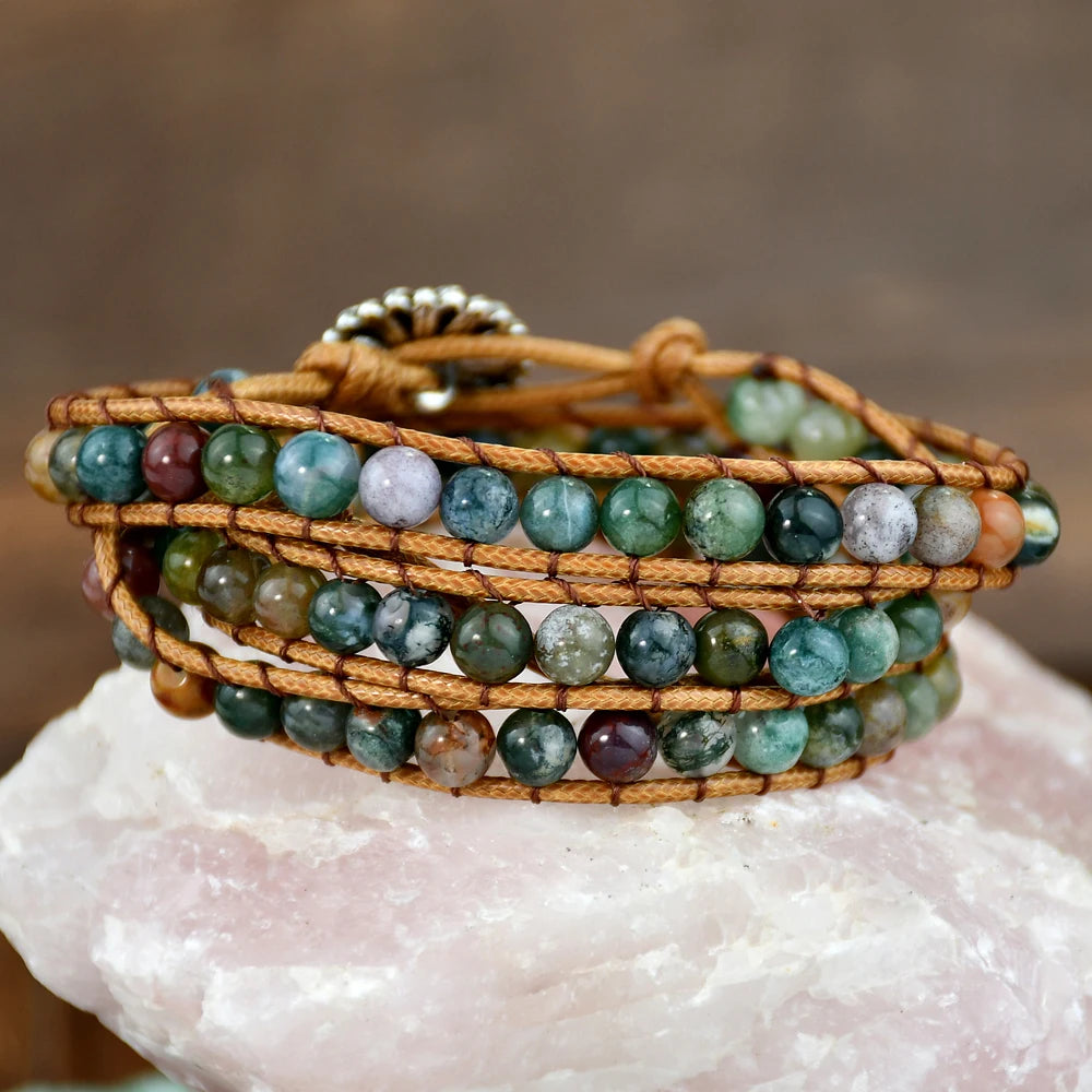 Pulseira Tripla Tibetana Ágata Indiana