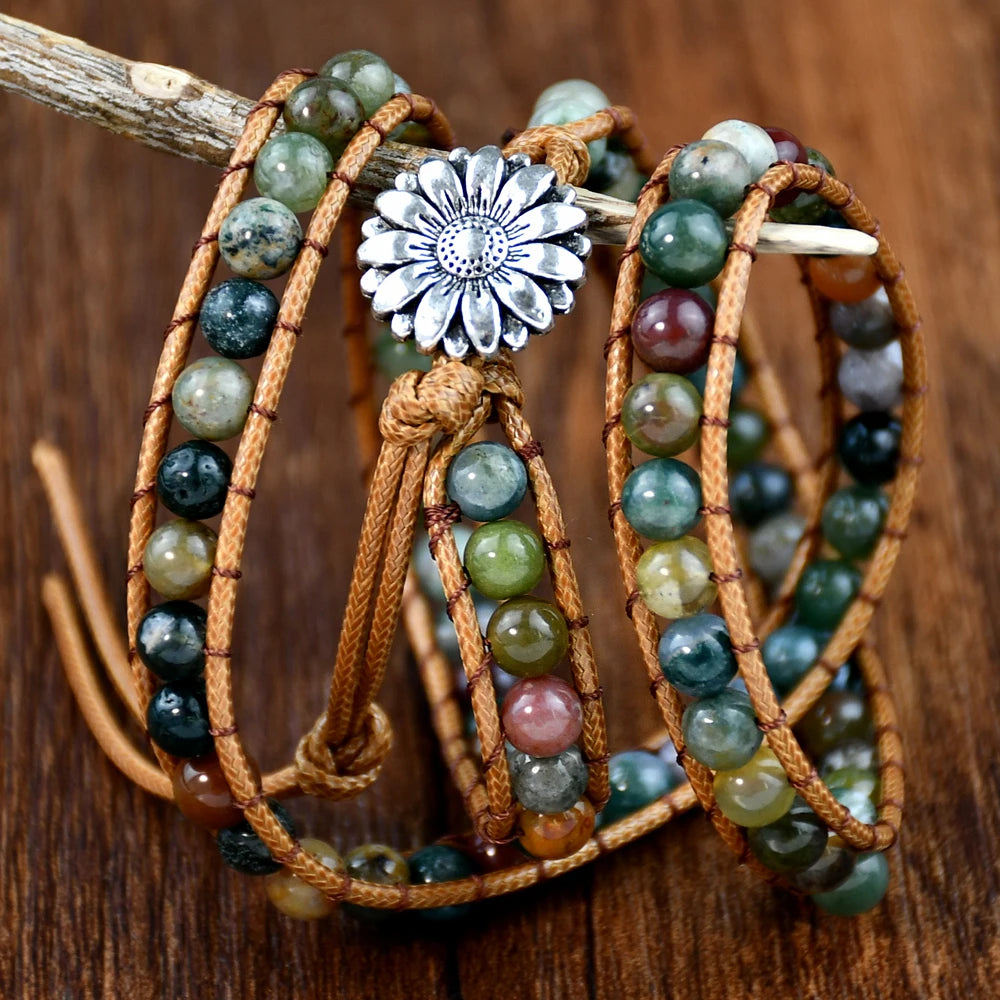 Pulseira Tripla Tibetana Ágata Indiana