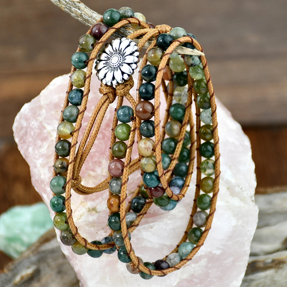 Pulseira Tripla Tibetana Ágata Indiana