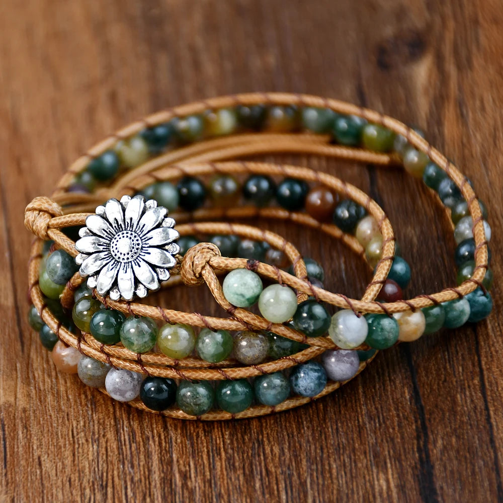 Pulseira Tripla Tibetana Ágata Indiana