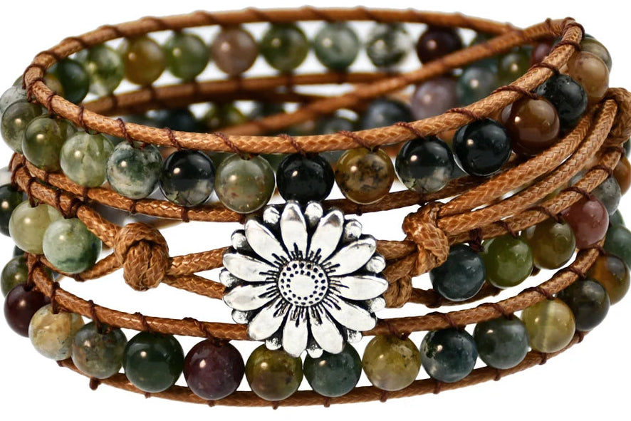 Pulseira Tripla Tibetana Ágata Indiana