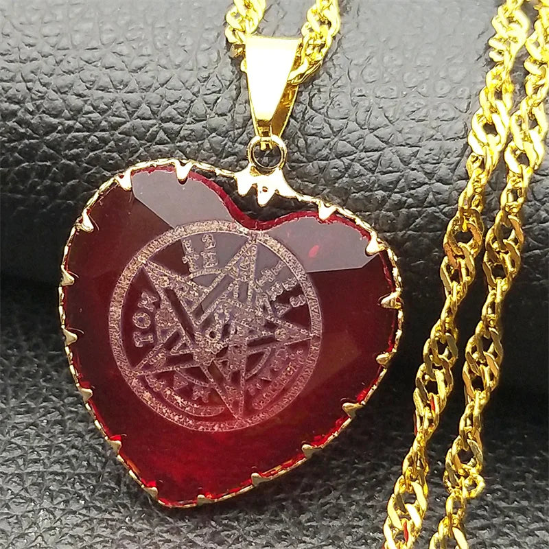 Colar Coração Pentáculo Tetragrammaton